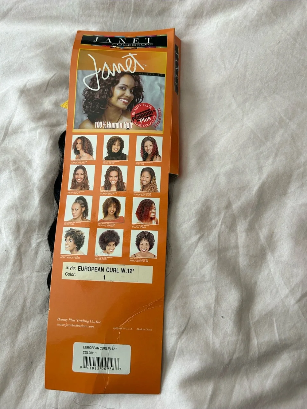 Janet Collection Human Hair European Curl Extensions 12” - Color 1B